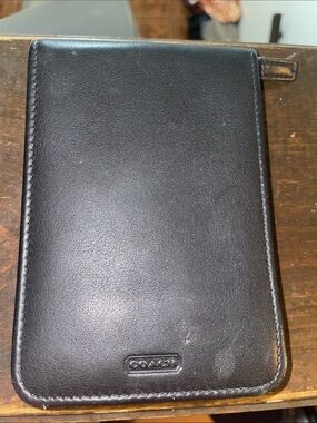Vintage Coach Black Leather Zip-Tab Phone Case Folio wallet